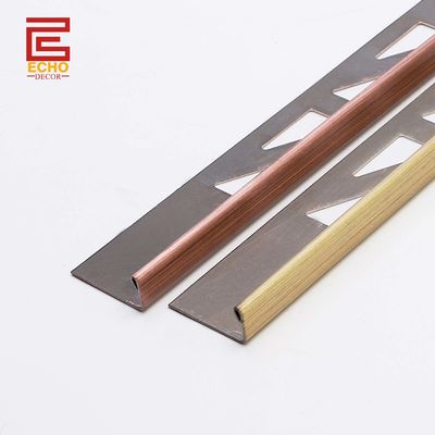 جودة  Outdoor Straight Stainless Steel Tile Trim Flat Metal Edge Trim 10mm مصنع