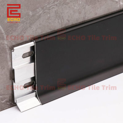 ألومنيوم الحالي الحائط Baseboard تريم شيكرتينغ بورد الملفات الشخصية الأسود 40-120mm العرض