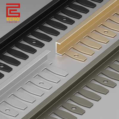 زخرفة حافة البلاط من الألومنيوم الأسود غير اللامع المرن